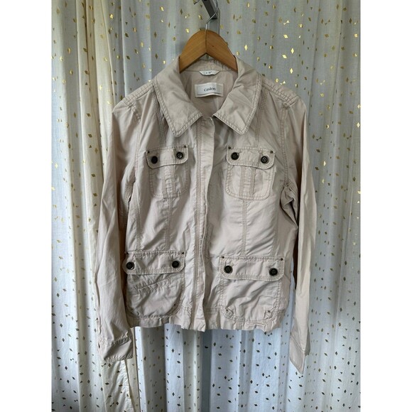 Calson 100% Cotton Full Zip Up 5 Pocket Layering Lightweight Utility Jacket L - Picture 2 of 5